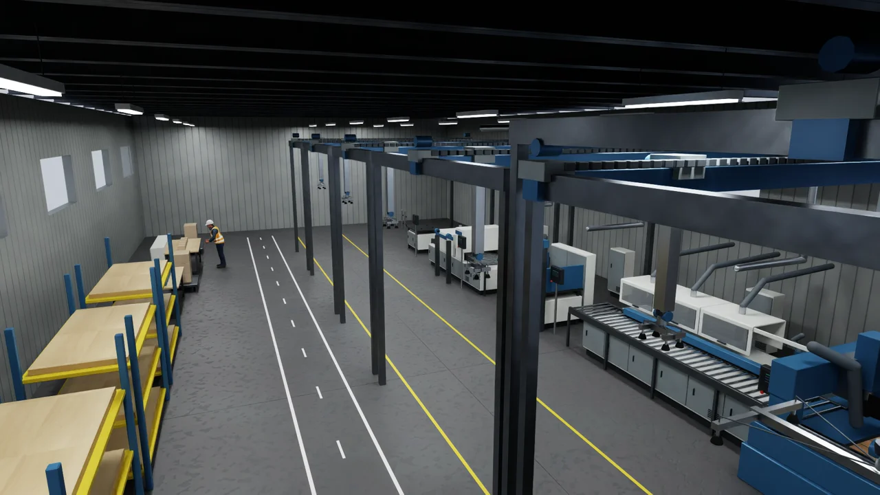 Cabinet-shop simulation used for the sample test report